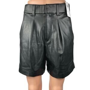 NEW Abercrombie & Fitch Black Vegan Faux Leather High Waist Bermuda Shorts Sz S